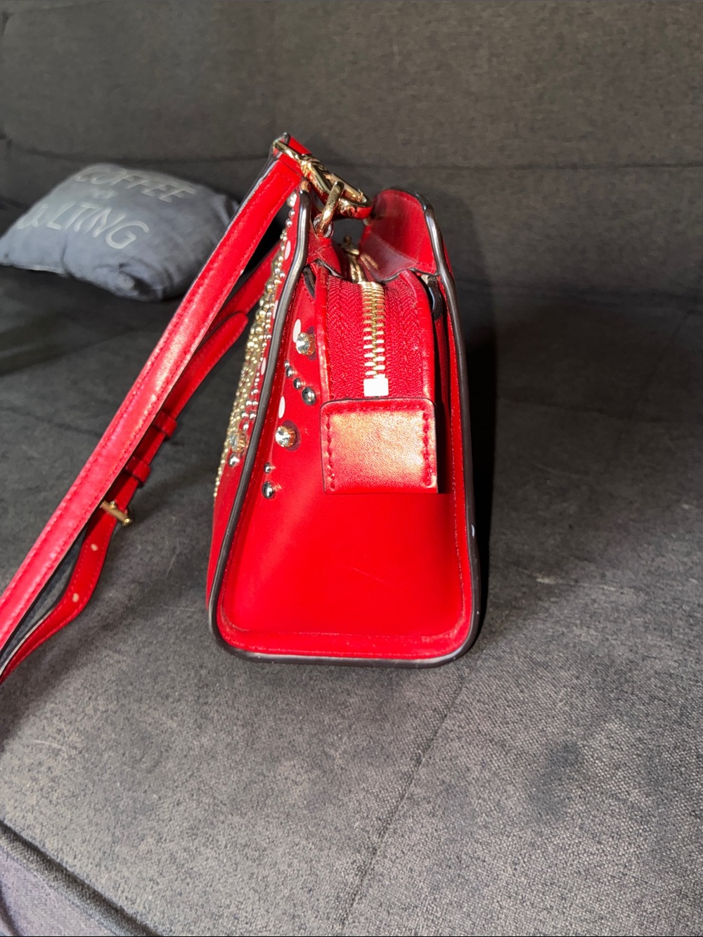 Michael Kors Red Selma embellished Crossbody with Gold & Pink Embellishments - Picture 5 of 15
